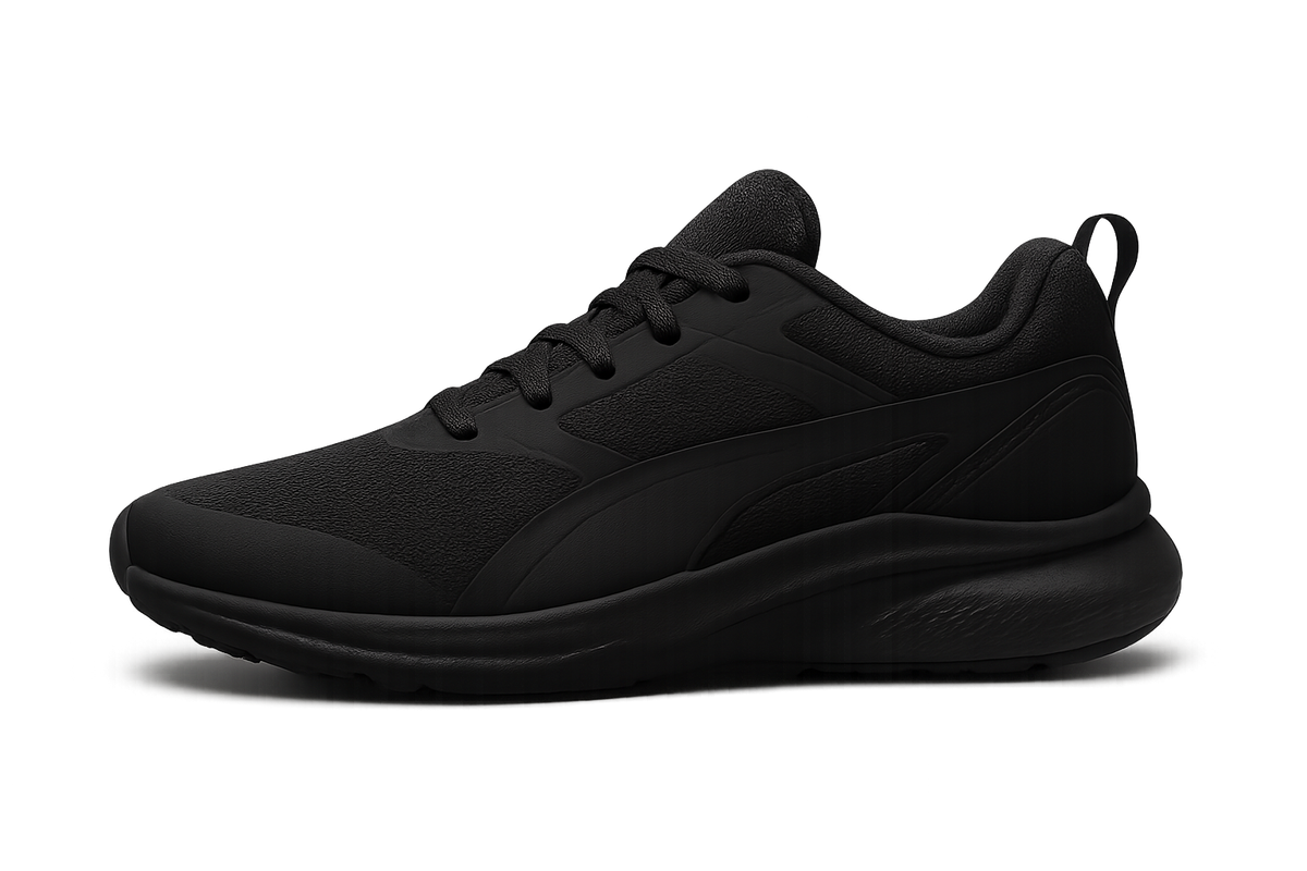 una sneakers nera sfondo trasparente